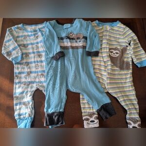 3-pack Sloth Print Footies